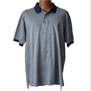 Polo Ralph Lauren Blue White Cotton Short Sleeve‎ Polo Shirt XXL  Houndstooth